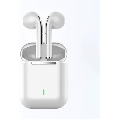J18 Draadloze Bluetooth-hoofdtelefoon In-ear stereo-oortelefoon Handsfree sport-oortelefoons Gaming-muziek-oortelefoons voor Android IOS wit