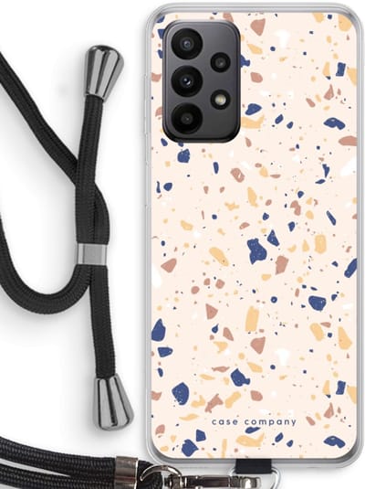 Case Company® - Hoesje met koord geschikt voor Samsung Galaxy A23 hoesje met Koord - Terrazzo N°23 - Telefoonhoesje met Zwart Koord - Bescherming aan alle Kanten en Over de Schermrand
