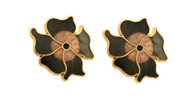Behave - Oorringen dames - bloemmotief - zwart en bruin - 2 cm