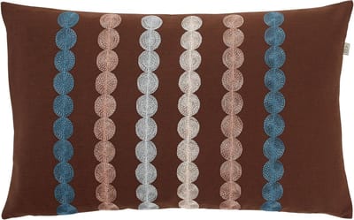 Dutch Decor FONTA - Kussenhoes 30x50 cm - bruin - blauw - roze - geborduurd dessin - retro - met rits