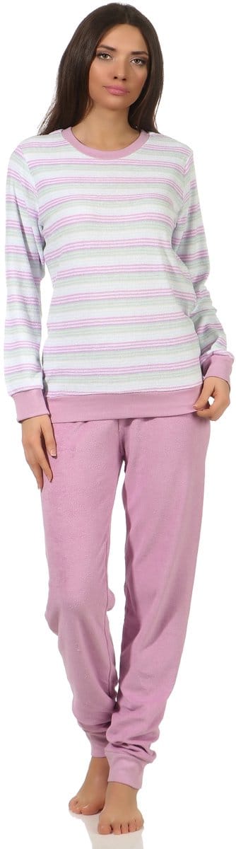 Damesbadstofpyjama met manchetpyjama in een stijlvolle streeplook - 202 201 13 362