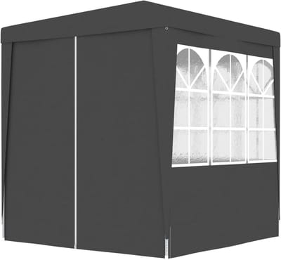 Feesttent Tuinpaviljoen - Partytent met zijwanden - Buitenfeesten Organiseren - UV- en waterdicht PE - 2 x 2 meter - Antraciet