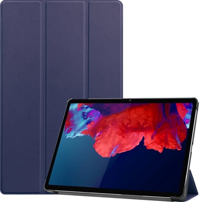 Hoesje Geschikt voor Lenovo Tab P11 - Dun & Stevig - Trifold Bookcase - Hard Cover - Hardcover Book Case - Tablet Hoes - Donkerblauw