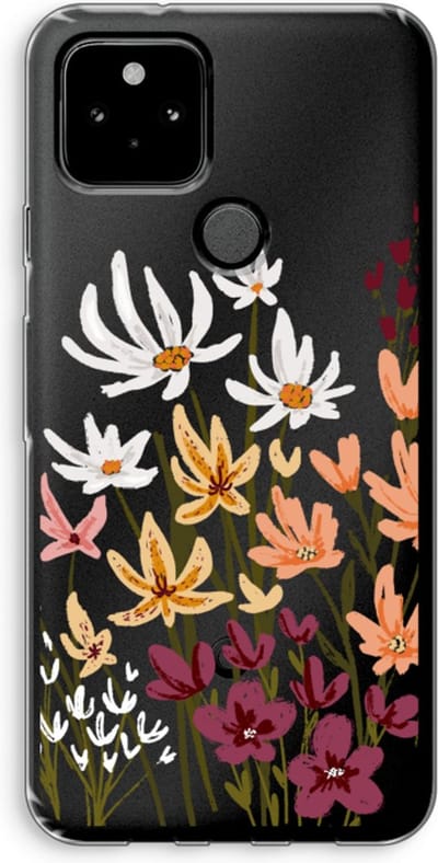 Case Company® - Hoesje geschikt voor Google Pixel 5 hoesje - Painted wildflowers - Soft Cover Telefoonhoesje - Bescherming aan alle Kanten en Schermrand
