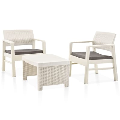 vidaXL - 3-delige - Loungeset - kunststof - wit