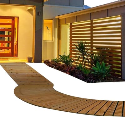 Houten Tuinpad - Loopbrug Patio - Buitenpad Creëren - Weerbestendig Antislip - Uitrolbaar - Houtkleur