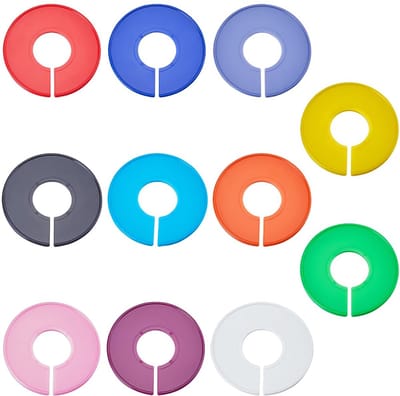 20 stuks ronde kastverdelers in 11 kleuren, kleurrijk plastic kledingrek, herbruikbaar, kledingkastverdelers, hangers, labels en organizers voor het organiseren van je kleding thuis.