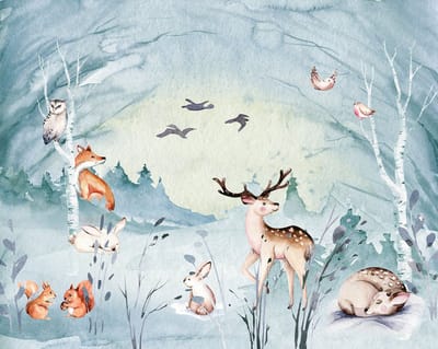 Fotobehang Animal Sleepover - Meerkleurig - 2,80m X 350cm
