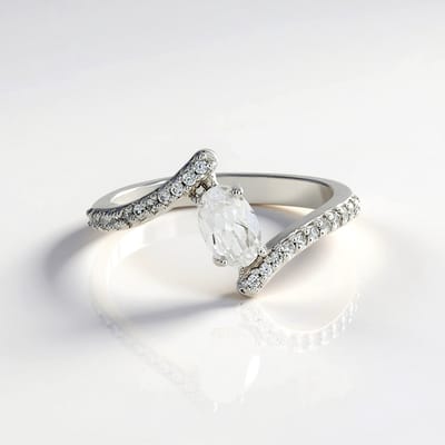 Cavill - Zilveren Ring - 925 Sterling Zilver - 0 675 ct Ovale Cambodjaanse Zirkoon - 0 853 ct Totaal - Elegant Filigrain Design Damesring