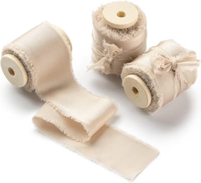 Satin lint 3.8 cm breed voor cadeaus, stoffen lint met franjes en strik, 4.5 meter lang