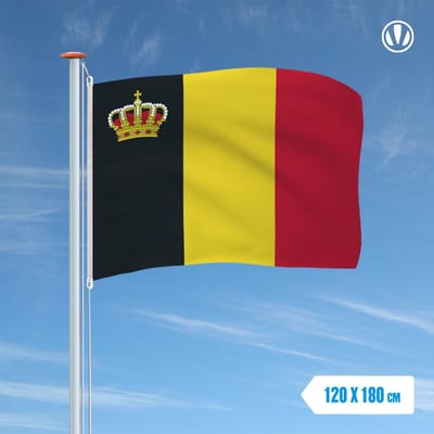 vlag Belgie 120x180 cm met kroon