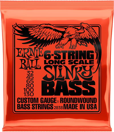 Ernie Ball Slinky Nickel Wound Bass - Basgitaarsnaren - Slinky Long Scale 6 Snaren - 32-130 - Basgitaar