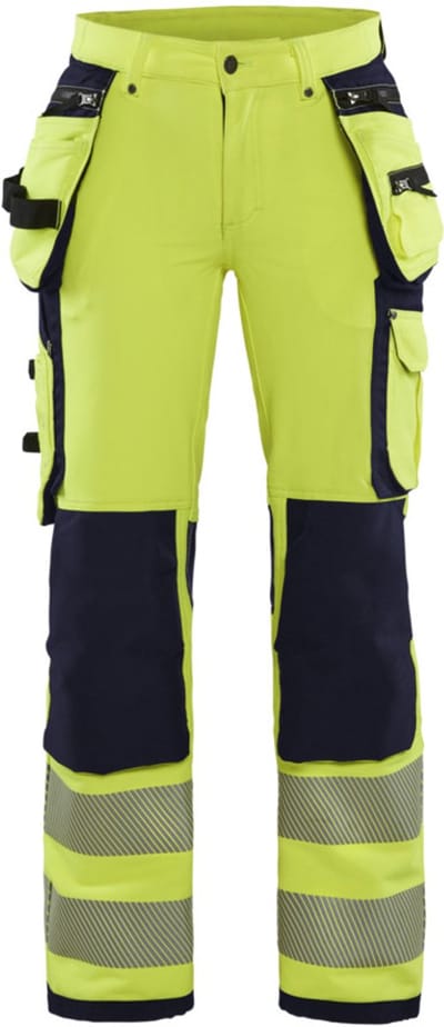 Blaklader Dames High Vis 4-weg stretch werkbroek 7197-1642 - High Vis Geel/Marineblauw - C38