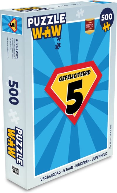 Puzzel Verjaardag - 5 Jaar - Kinderen - Superheld - Legpuzzel - Puzzel 500 stukjes