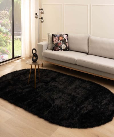 Velvet vloerkleed ovaal - Posh zwart 120x180