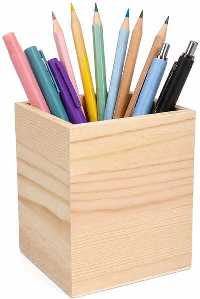 Concorde Pennenbakje - hout - 8 x 8 x 10 cm - vierkant - bureau organizer