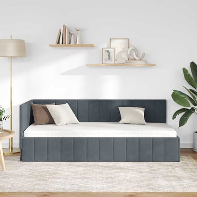 vidaXL - Hoek - Bed - Frame - Donkergrijs - 80 - x - 200 - cm - Fluweel