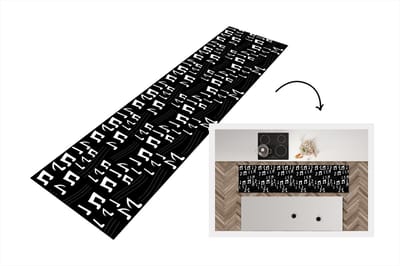 Keukenloper - Loper keuken - Muziek - Zwart Wit - Patroon - 200x50 cm - Keukenloper vinyl