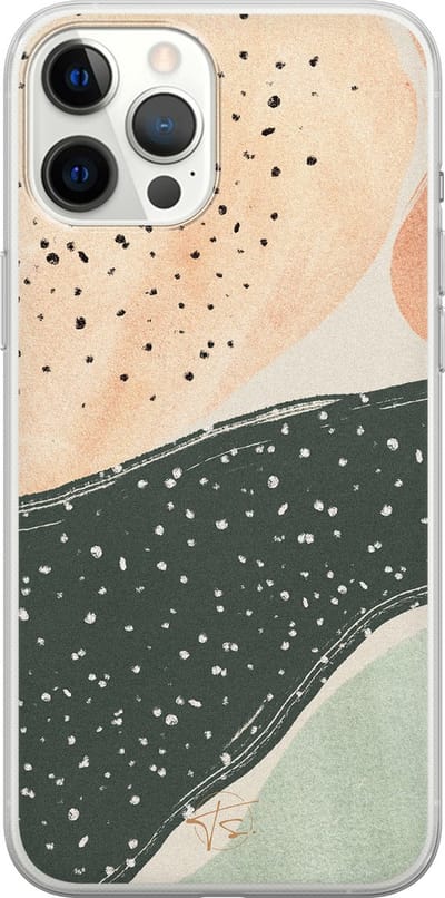 Hoesje geschikt voor iPhone 12 Pro Max - Abstract peach - Soft Case - TPU - Print - Multi - Mooie Telefoonhoesjes