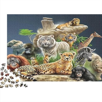 Puzzel, mozaïek, dier, 1000 stukjes, 70 x 50 cm, gerecycled papier, volwassenen, kunst, rotsen, stimulatie van de hersenen, familiespel, huisdecoratie, cadeau-idee
