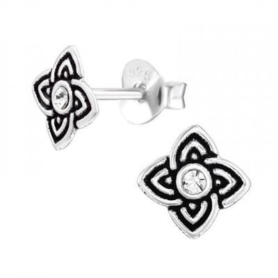 WeLoveSilver - Zilveren oorstekers - Bloem met kristal - 925 zilver