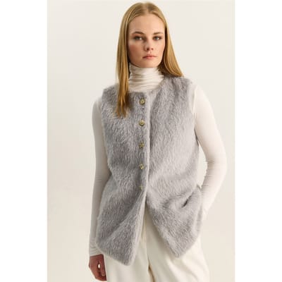 Pluche Vest met Knopenclosure