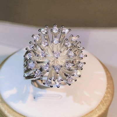 sterling zilver glinsterende zirkonia paardenbloem ring dames drie klauw zirkonia ring feest verjaardag mode sieraden cadeau 7 gray