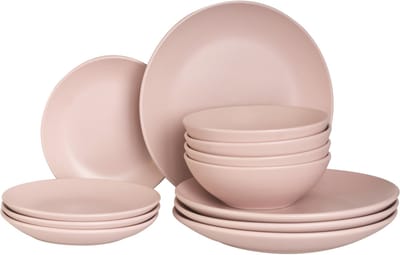 VIVANI - Servies set van 18 - Roze - Steengoed