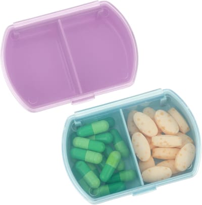 2 stuks Pill Organizer Medicine Box Case Container Medication Supplement Kit Pocket Holder Bottle Dispenser 2 Times a Day Pill Box Daily Week Compartments Organization Travel Holiday Essentials