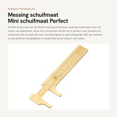 Dailygoods- Schuifmaat Mini - Metalen Dubbele Schaal - Koperlegering - Aftekenhulp - Precisie Meten - 80mm - Meetinstrument