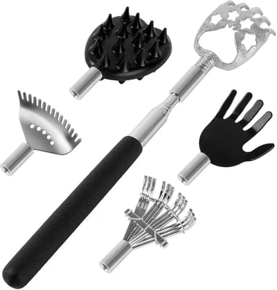 Ruggenkrabber Set - Krabbers Massage - Verlicht Jeuk - Telescopische Arm - 64 cm Uitgeschoven - Zilver