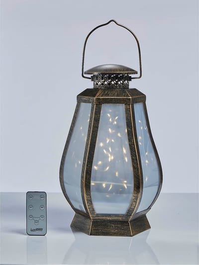 Luxform 3D-effect lantaarn - roterende LED verlichting - 1 stuk - antiek brons met afstandsbediening