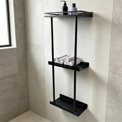 Multifunctioneel handdoekenrek met 3 etages en 5 haken voor badkamer en toilet, ideale handdoekopslag voor huishouden, hotel en sauna