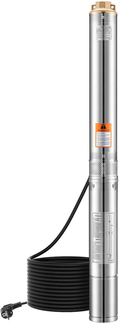 Diepe Bron Dompelpomp, 750 W, 100 L/Min Debiet, 7498cm Opvoerhoogte, Roestvrij Staal, Ip68 Waterdicht, voor IndustriëLe Irrigatie en Thuisgebruik
