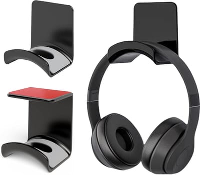 Set van 2 Universele Hoofdtelefoonhouders, Muurbevestiging met Sterke Lijm, Ideaal voor Gaming Hoofdtelefoons en Organisatie van Kabels