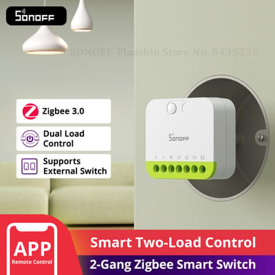 SONOFF MINI-ZB2GS MINI DUO 2-voudige Zigbee Smart Switch Dual Load Control Zigbee 3.0-compatibiliteitssignaal met meerdere Zigbee Hub