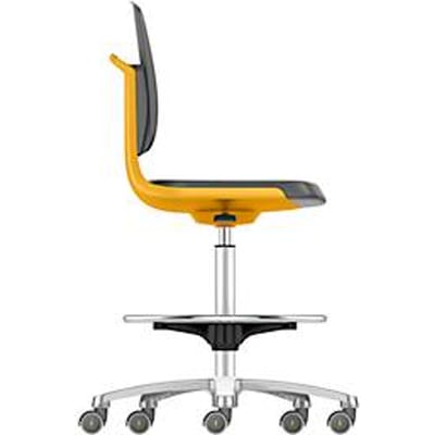 Labsit hoge bureaustoel, kunstleer, zitstopwielen, B 450 x D 420 x H 560 - 810 mm, oranje