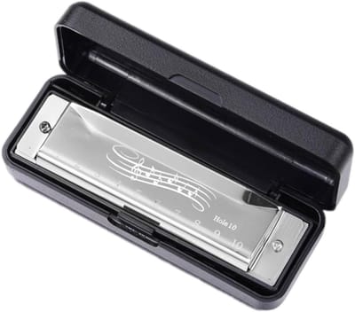 Mondharmonica Instrument - Speelgoed Harp - Muziek Leren - Veilig ABS Metaal - 12 x 4.7 cm - Zilver