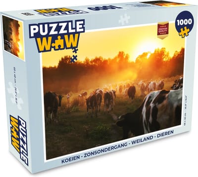 Puzzel Koeien - Zonsondergang - Weiland - Dieren - Legpuzzel - Puzzel 1000 stukjes volwassenen