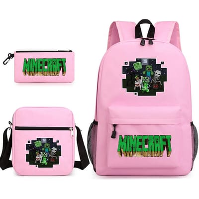 Minecraft Schooltas Game Merchandise Student Grote Capaciteit Print Drie Delige Schooltas Mannen En Vrouwen Three-piece set