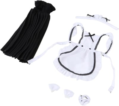 Actiefiguur Outfit - Poppenkleding Set - Figuren Aankleden - Modieuze Dienstmeisjesstijl - Schaal 1/6 - Zwart