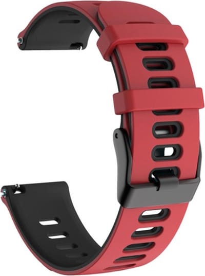Siliconen bandje - geschikt voor Garmin Venu (2 Plus) / Venu SQ (2) / Vivomove (Style - Sport) / Vivoactive 3 / 5 / 6 / Forerunner 55 / 165 / 245 / 645 / 570 - 42mm - rood-zwart