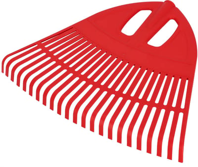 KOTARBAU® Bladhark, Tuinhark van Kunststof, 50 cm, Rood, Zonder Steel, Extra-Click, Gazonhark, Waaierbezem, Stevige Hark, Hark voor Gras Tuin Gazon