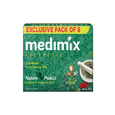 Medimix Ayurvedische Klassieke Zeep met 18 Kruiden, 125 g (Pakket van 8) blue