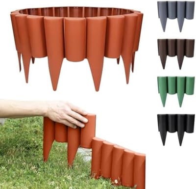 2,5 m Houten Look Perkrand Perkborder Gazonrand Tuinpalissade Perkhek - Terracotta