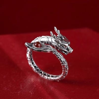 Buyee   Koperen Unieke Ringvinger Chinese Draak Open Ring Voor Vrouwen Mannen Mode Nationale Stijl Fijne Sieraden Cirkel resizable brown