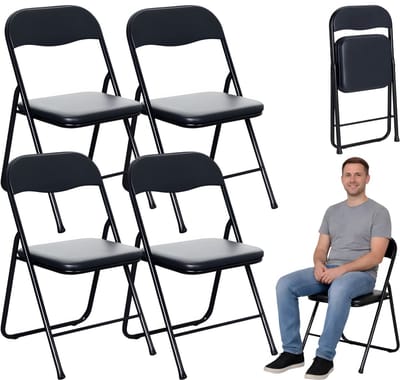 Set van 4 Opklapbare Stoelen – Tuinstoel – Kantoorstoel – Cateringstoel – Zwart