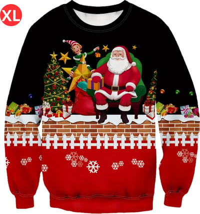 Bovista Kersttrui - Heren - Foute Kersttrui - Christmas Sweater - Kerst Sweater - Christmas Jumper - Pyjama - Maat XL - Kerstman En Elf