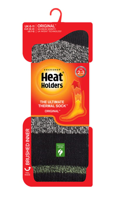 Heat Holders Heren extra dikke warme thermo sokken - Zwart Groente (Porto)