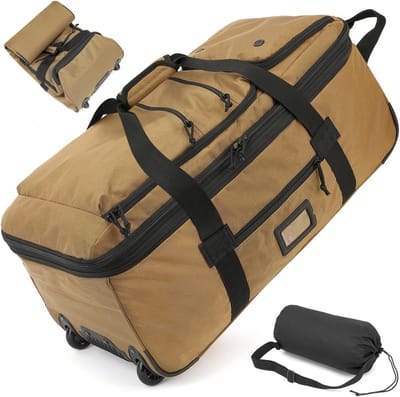 Vouwbare Reisbagage met Wielen, Uitbreidbare Reisweekender voor Vakantie en Casual Gebruik, 76cm, 85-100L, Bruin, Ideaal voor Mannen en Vrouwen